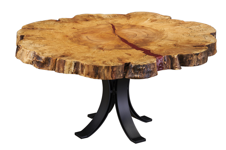 Spalted Sycamore Coffee Table with Eclipse Pedestal Base